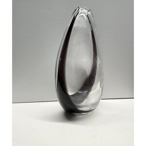 Kosta Boda Kontur Glass Vase Clear Purple Amethyst Sides 7"